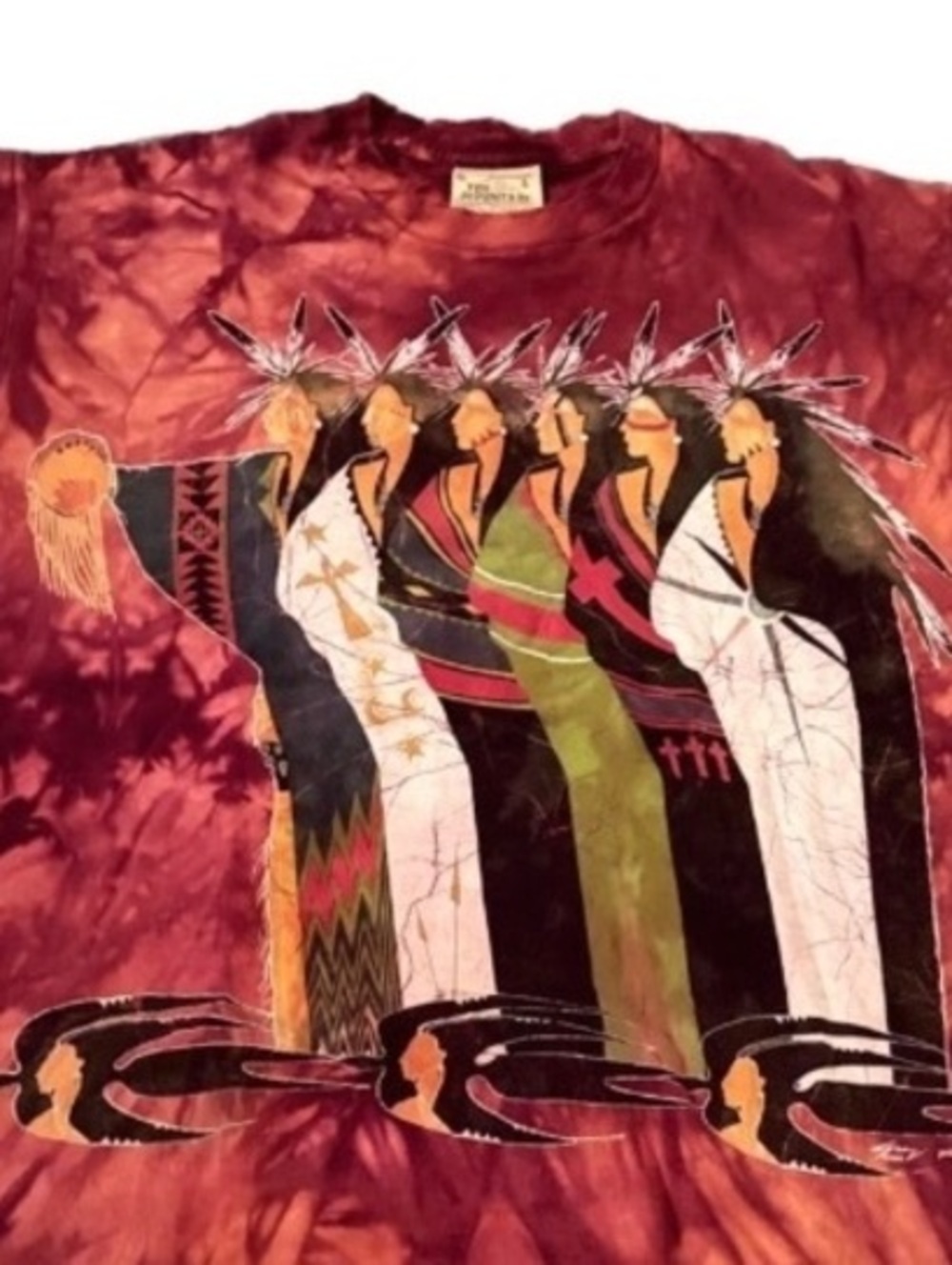 Vintage The Mountain Native American Tie Dye Graphic T Shirt Large 90s USA